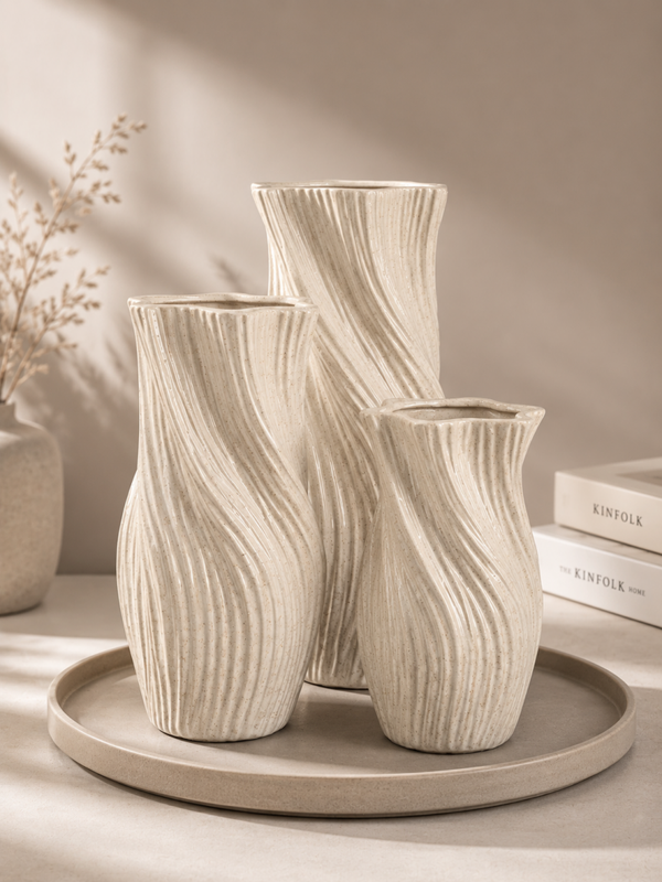 Aardewerk vaas Nira  beige