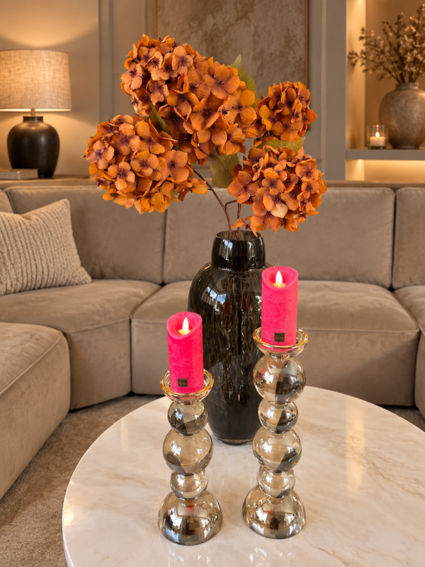 Kunstbloem Hortensia Tak – Bruin | Herfstkleur