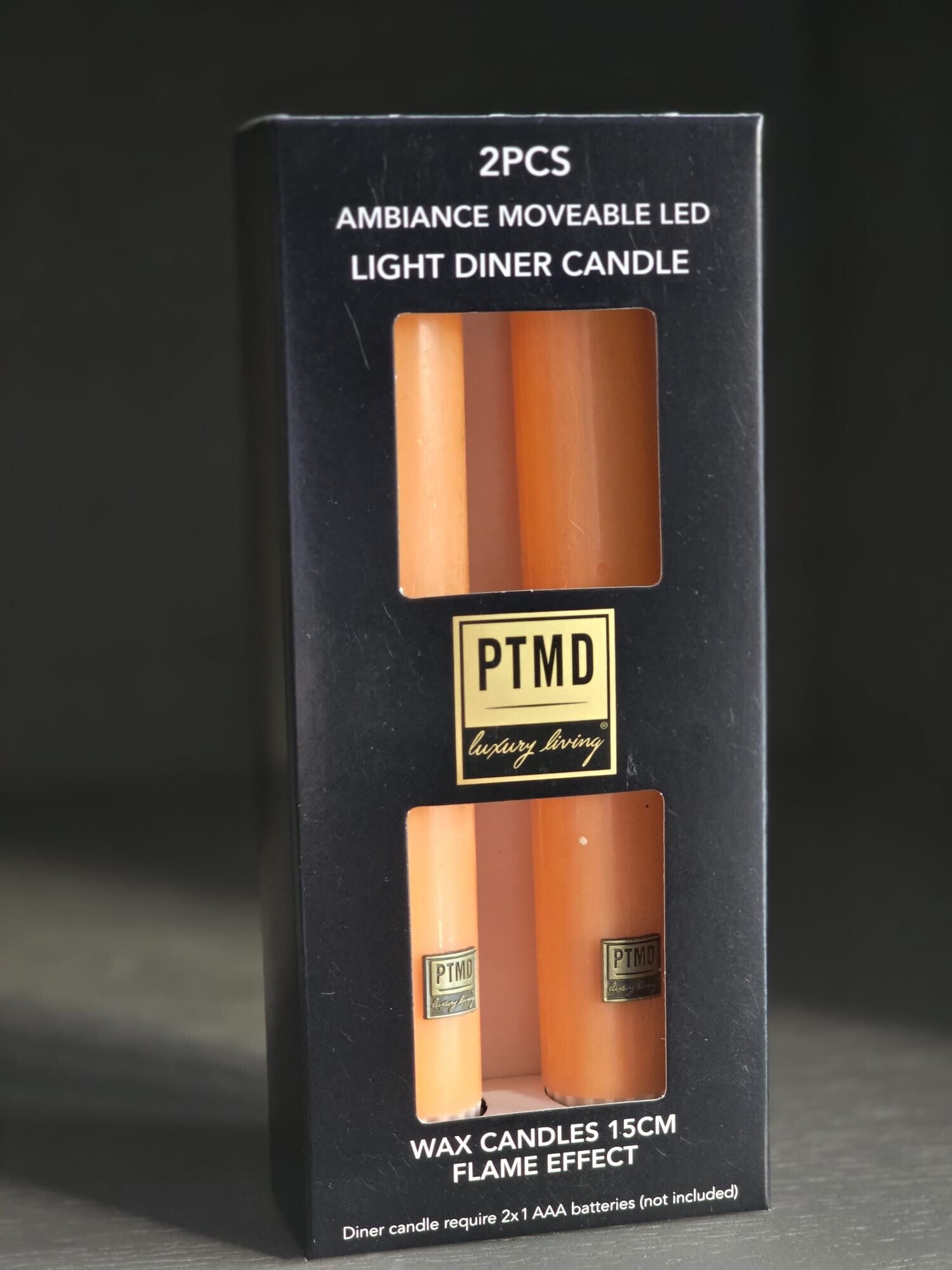PTMD LED dinerkaars op batterij orange 2,2 x 16 cm set van 2