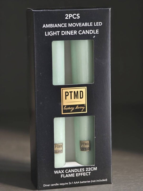 PTMD LED dinerkaars op batterij saliegroen 2,2 x 16 cm set van 2