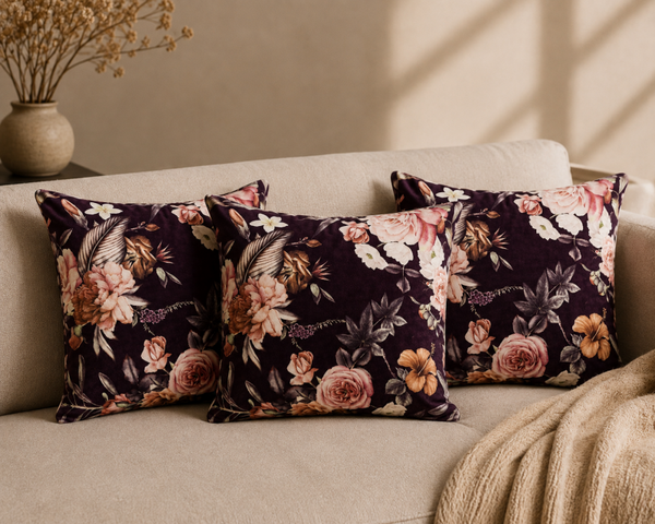 Tiseco kussen Ambiance Floral pomegranate 45 x 45 cm