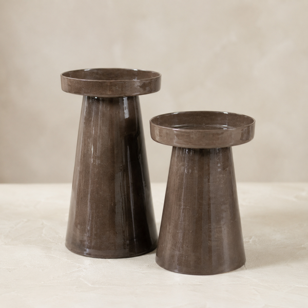 Metalen kaarsenstandaard pink stone