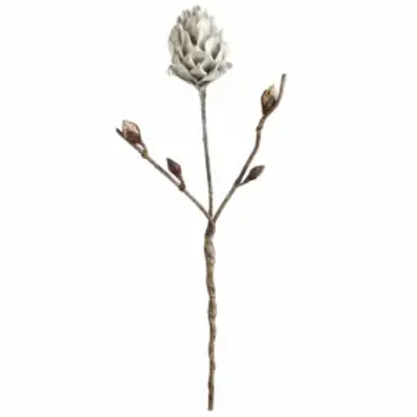 Kunstbloem foam Lisa grijs/wit 122 cm