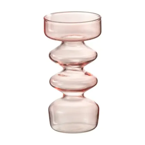 J-line vaas/kandelaar Luna glas roze 14 cm