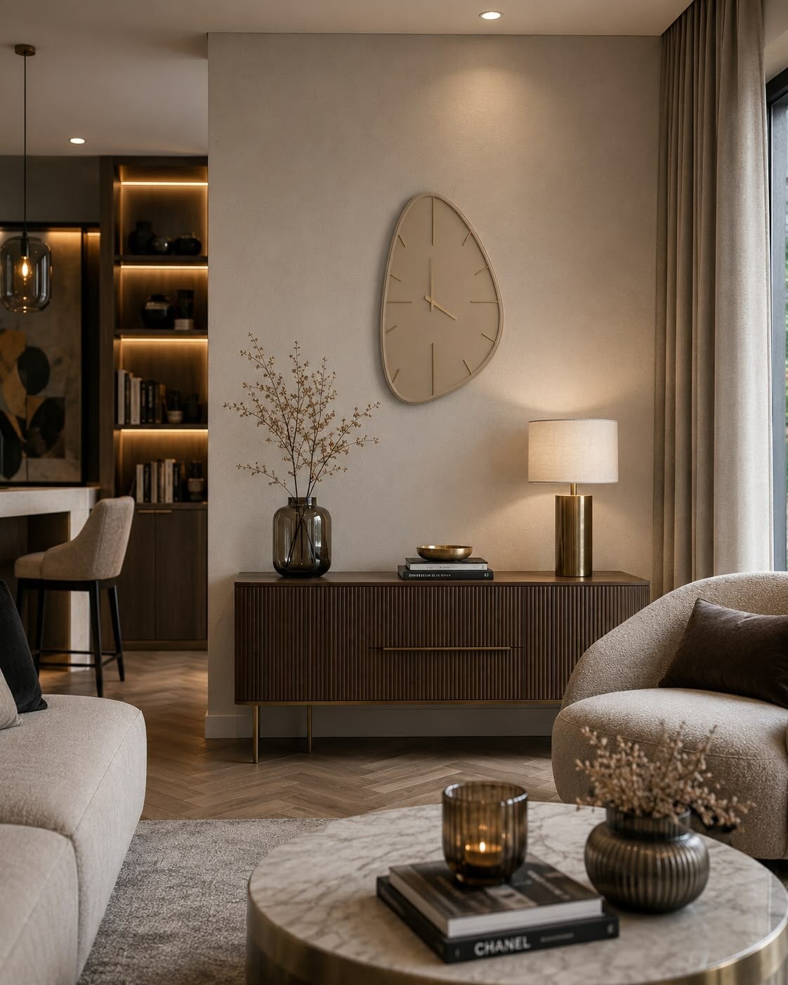 Wandklok – Organisch Design in Beige