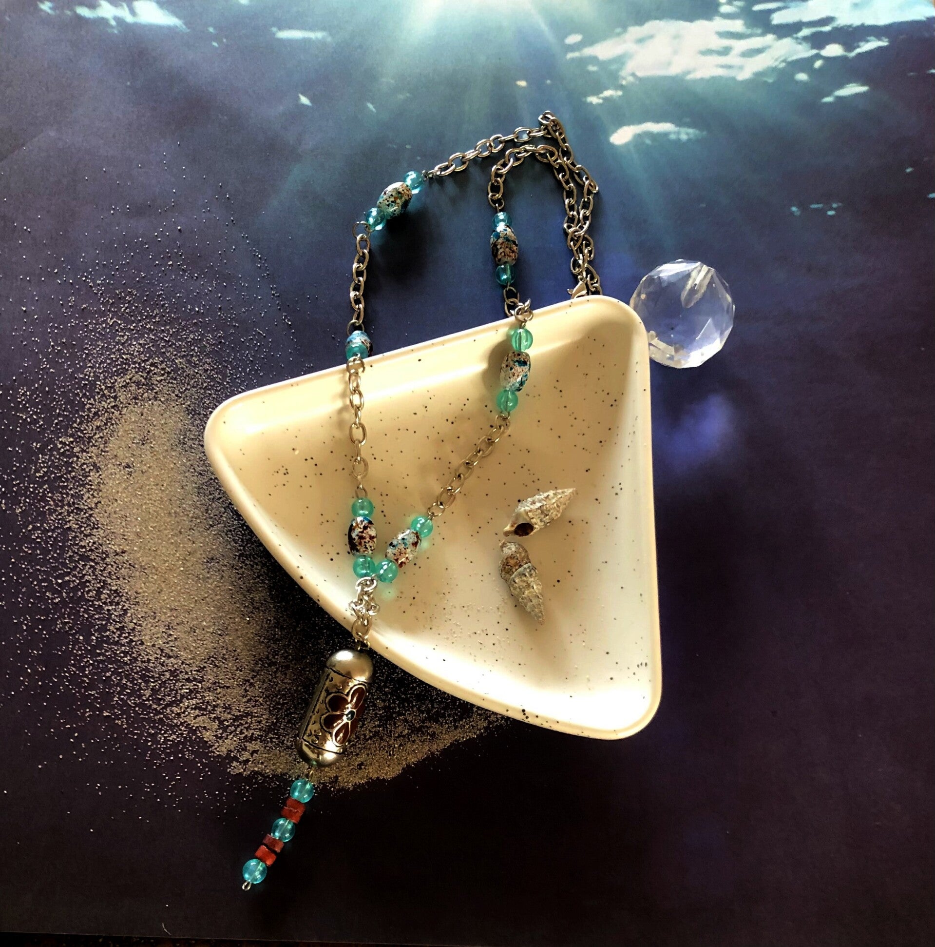 Halsketting turquoise en schakels