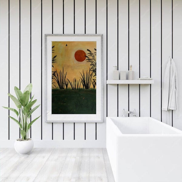 Canvas met maan en grassen