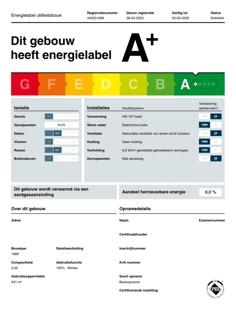 Energielabel Utiliteitsbouw