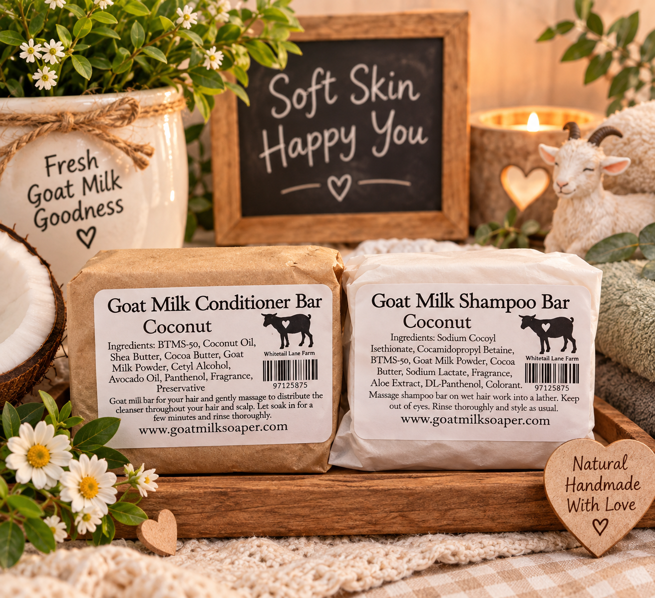 Goat milk shampoo & conditioner bar.