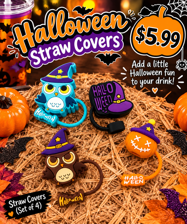4PCS Halloween Straw Cover, Halloween Gifts.