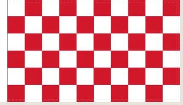3'X5' 100D CHECKER RACE RED&WHITE