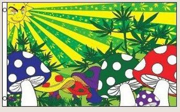 Mushroom Cannabis 3'X5' Flag ROUGH TEX® 100D