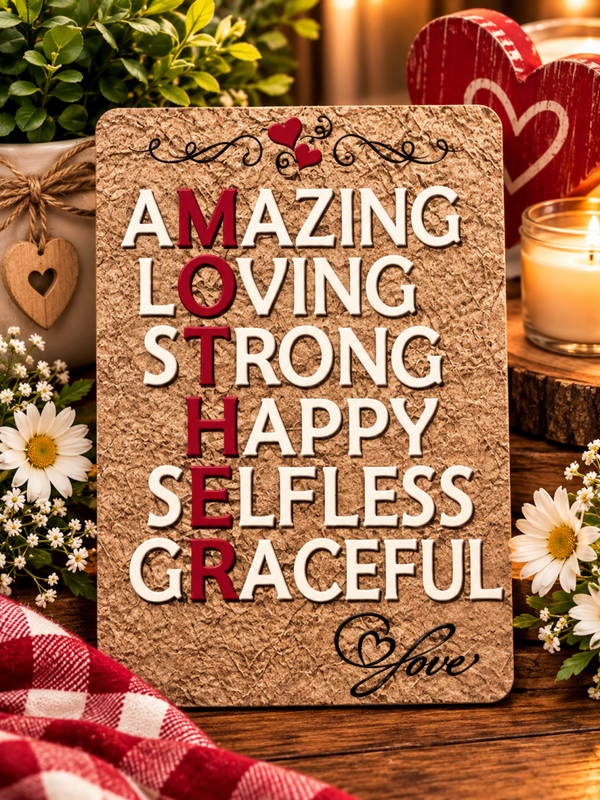 Amazing Mother Loving Strong Happy Selfless Graceful Round Tin Sign, Vintage Metal Sign, Home, Pub, Cafe, Man Cave, Restaurant Wall Decorative Metal Poster