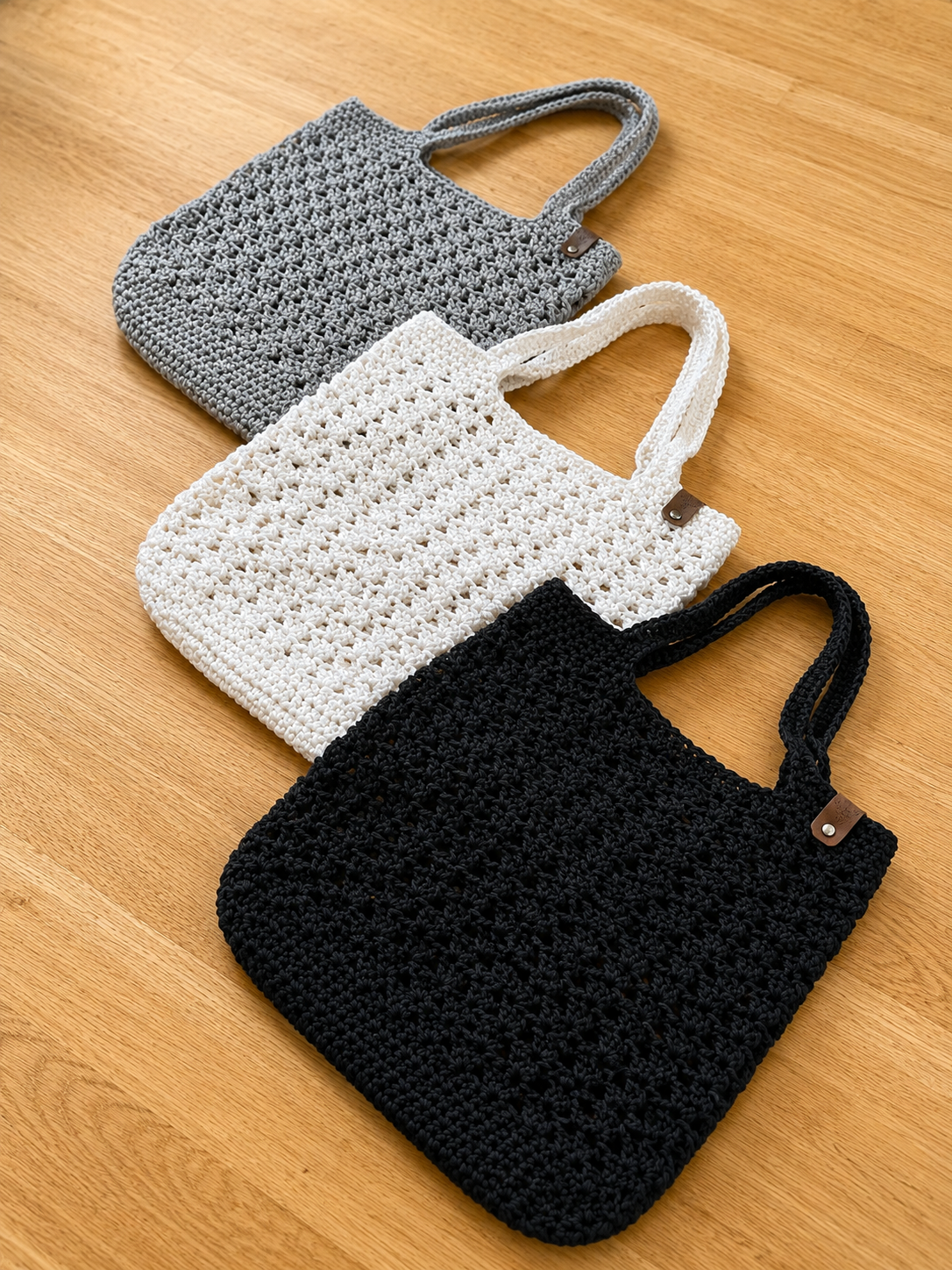 Handcrafted Crochet Market Tote Collection – Neutral Series