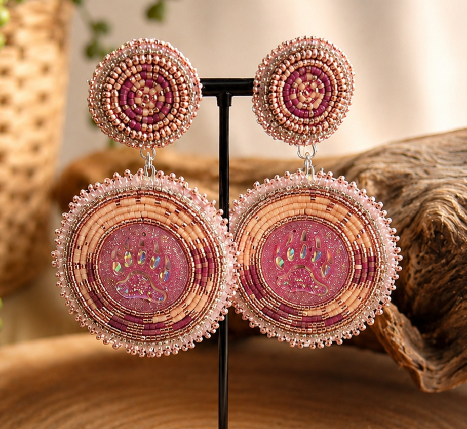 Pink Grizz-lea (stud-back) Earrings