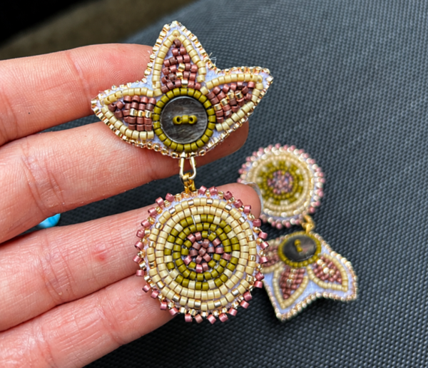Floral Beaded Stud Backing Earrings