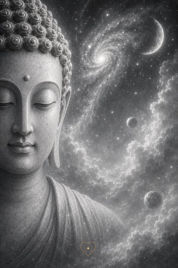 Magic — Celestial Buddha | Grey Art Print