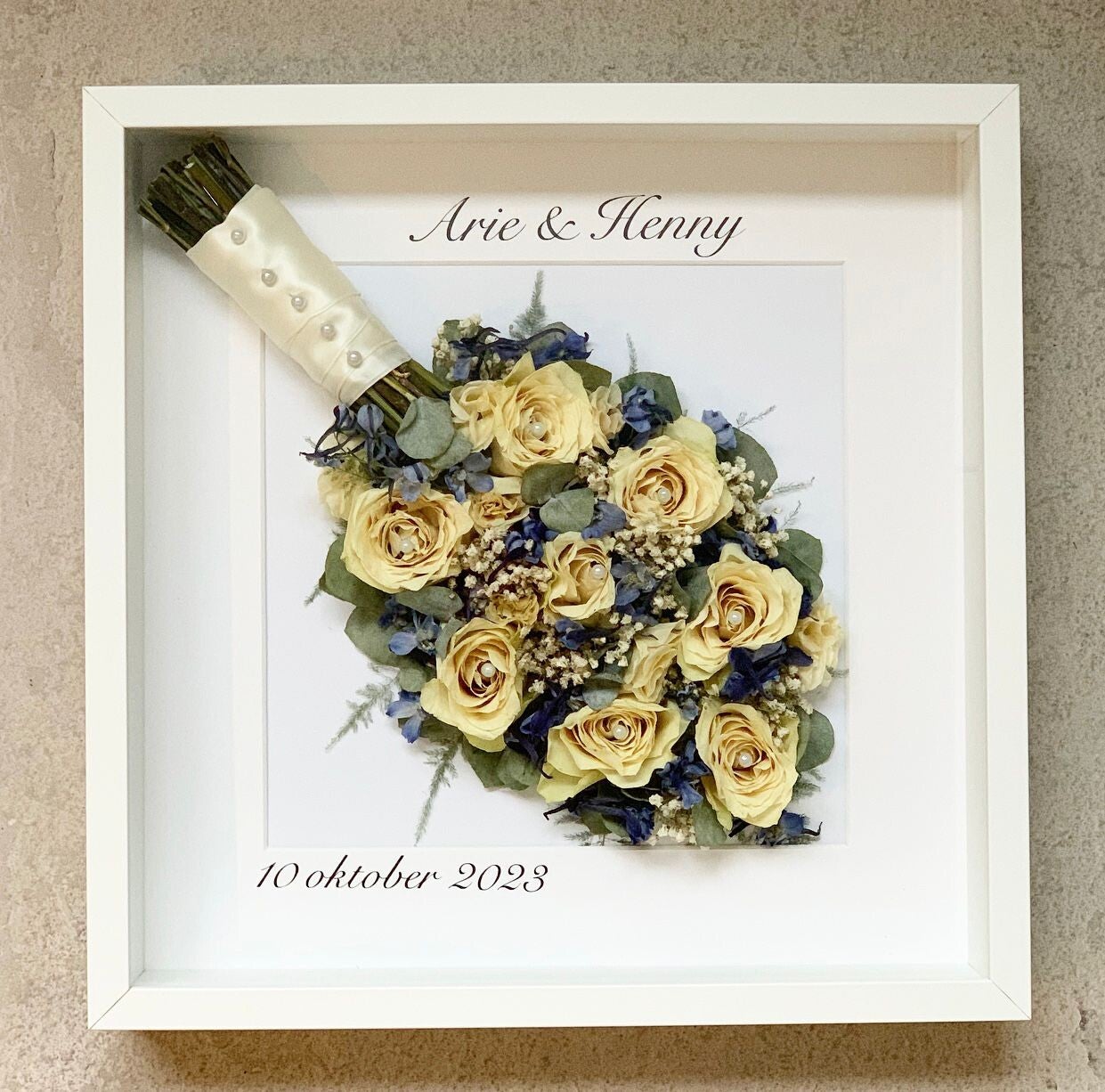 Bruidsboeket in lijst