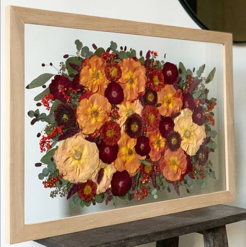 Bloemen in platte lijst