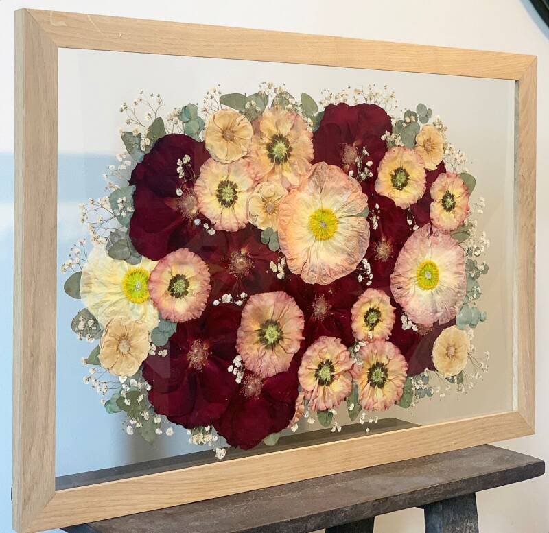 bruidsboeket in platte lijst