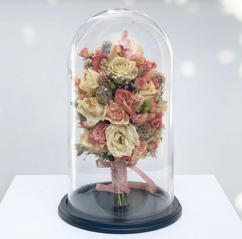 bruidsboeket bewaren in stolp