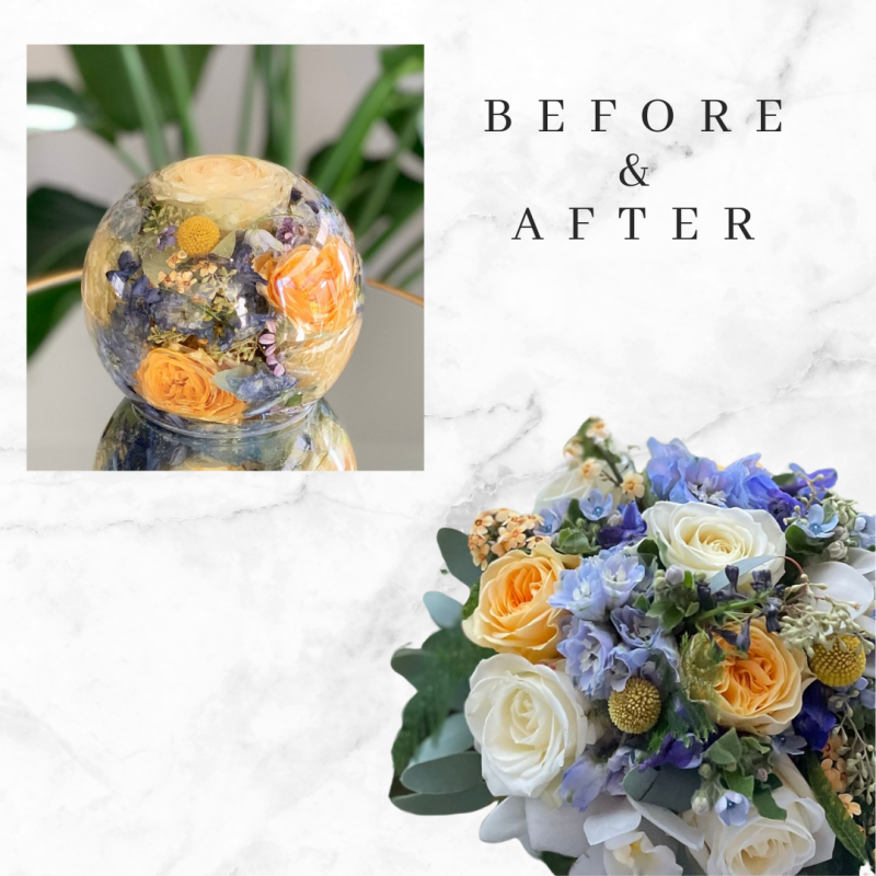 bruidsboeket bewaren in een bol