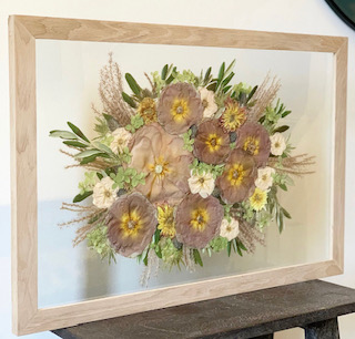 Bruidsboeket in platte lijsten inlijsten