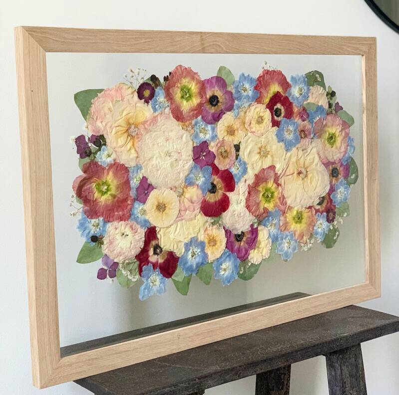 Bruidsboeket in platte lijst