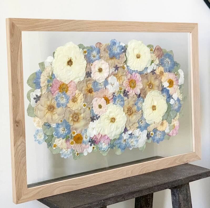 bruidsboeket in platte lijst