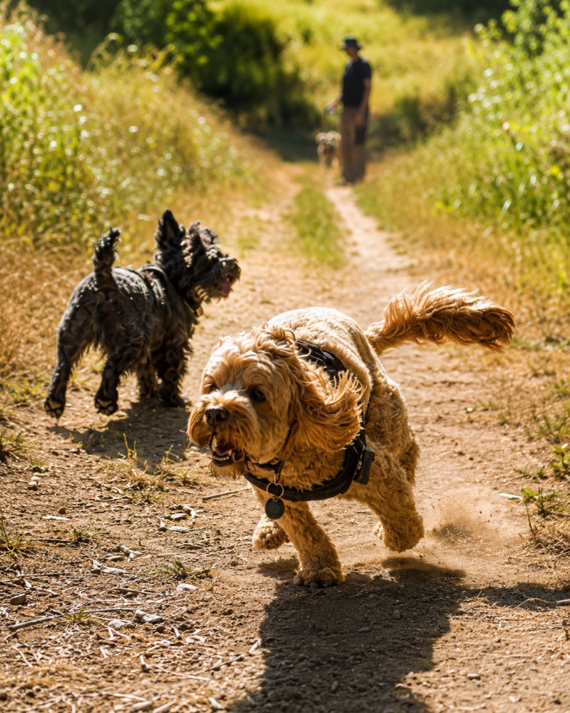 Daily group walks with double handler around the forestry commission areas of Eastbourne.