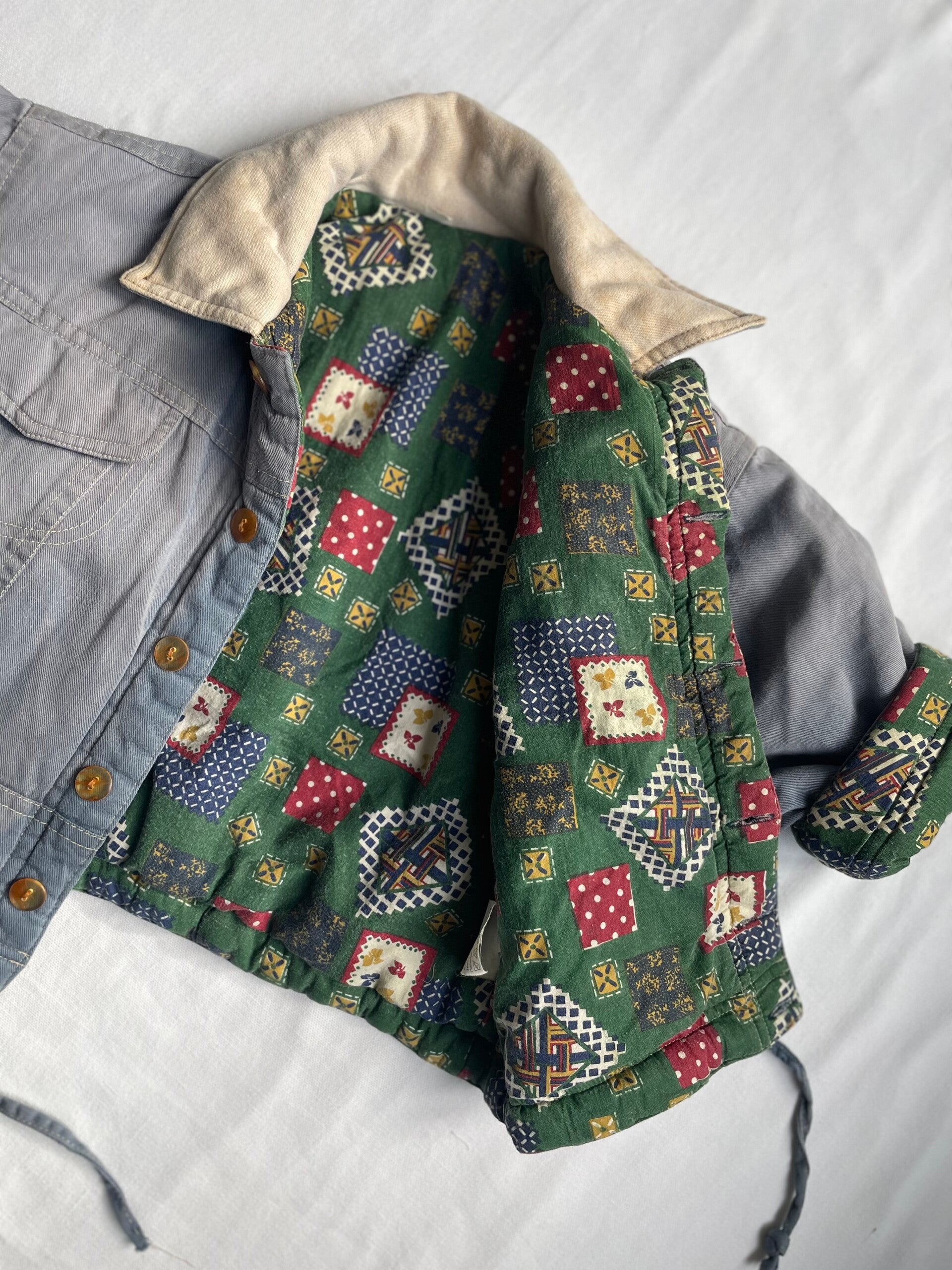 Grijs/blauw vintage winterjasje 1y