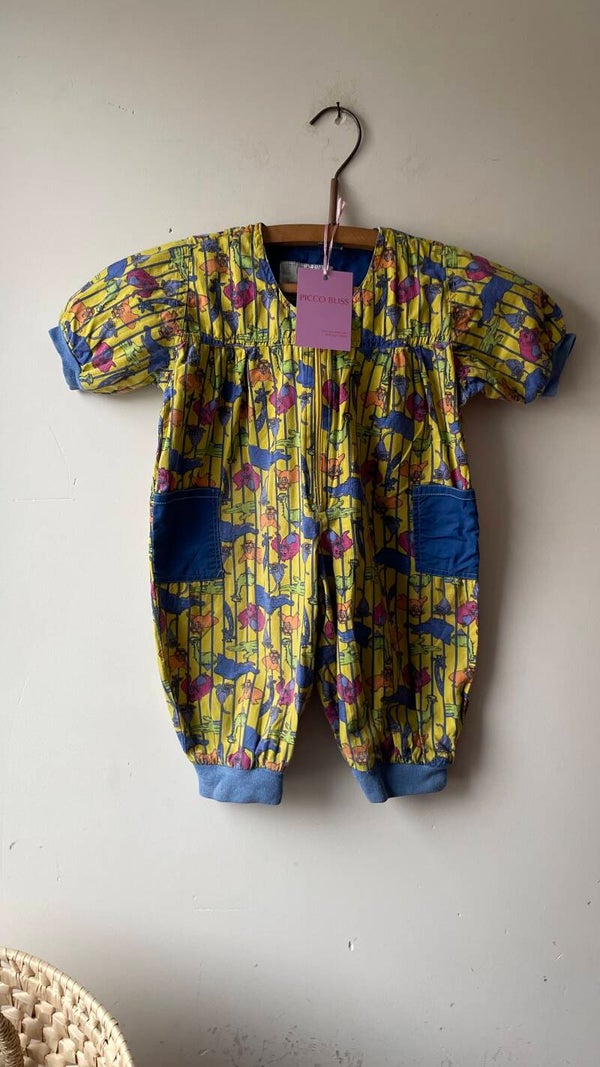 Gele vintage onesie 1,1,5y