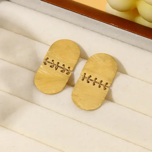 Boucles d'Oreilles Dorées Brossés Pendantes Reliées