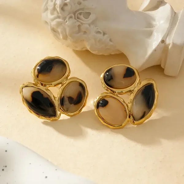 Boucles d'Oreilles Dorées Motif Animal Léopard