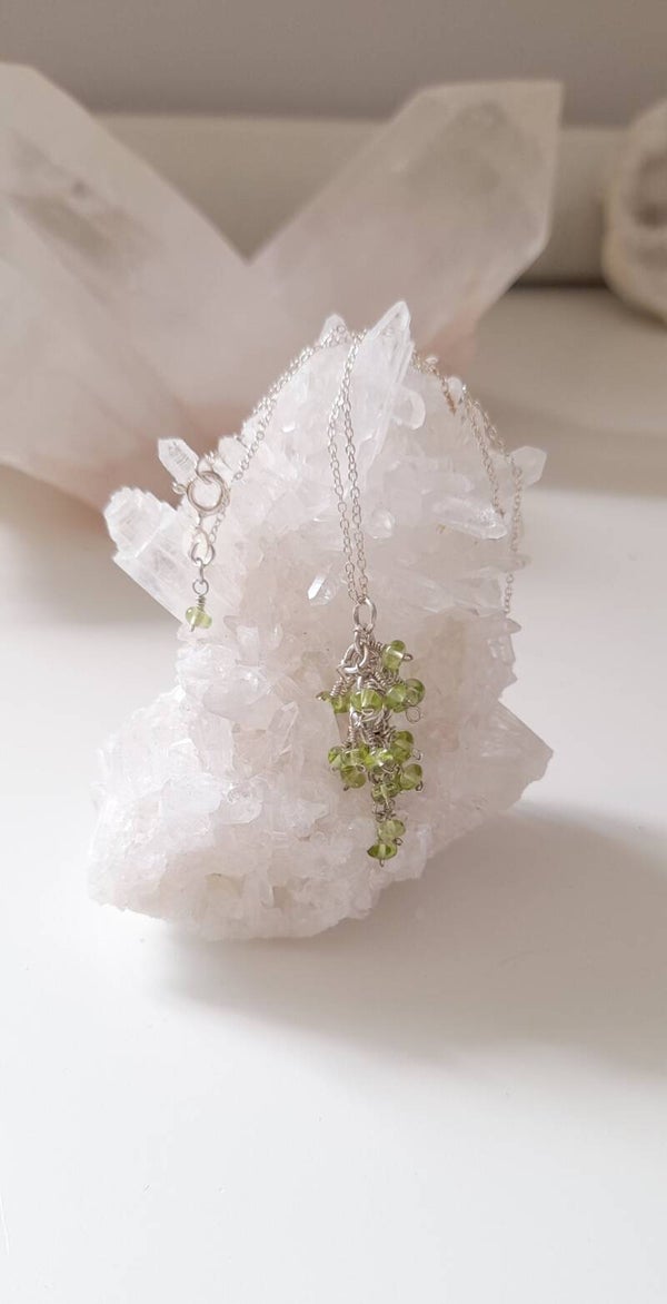 Peridot Crystal Pendant Necklace - Sterling Silver #augustbirthstone  FREE DELIVERY