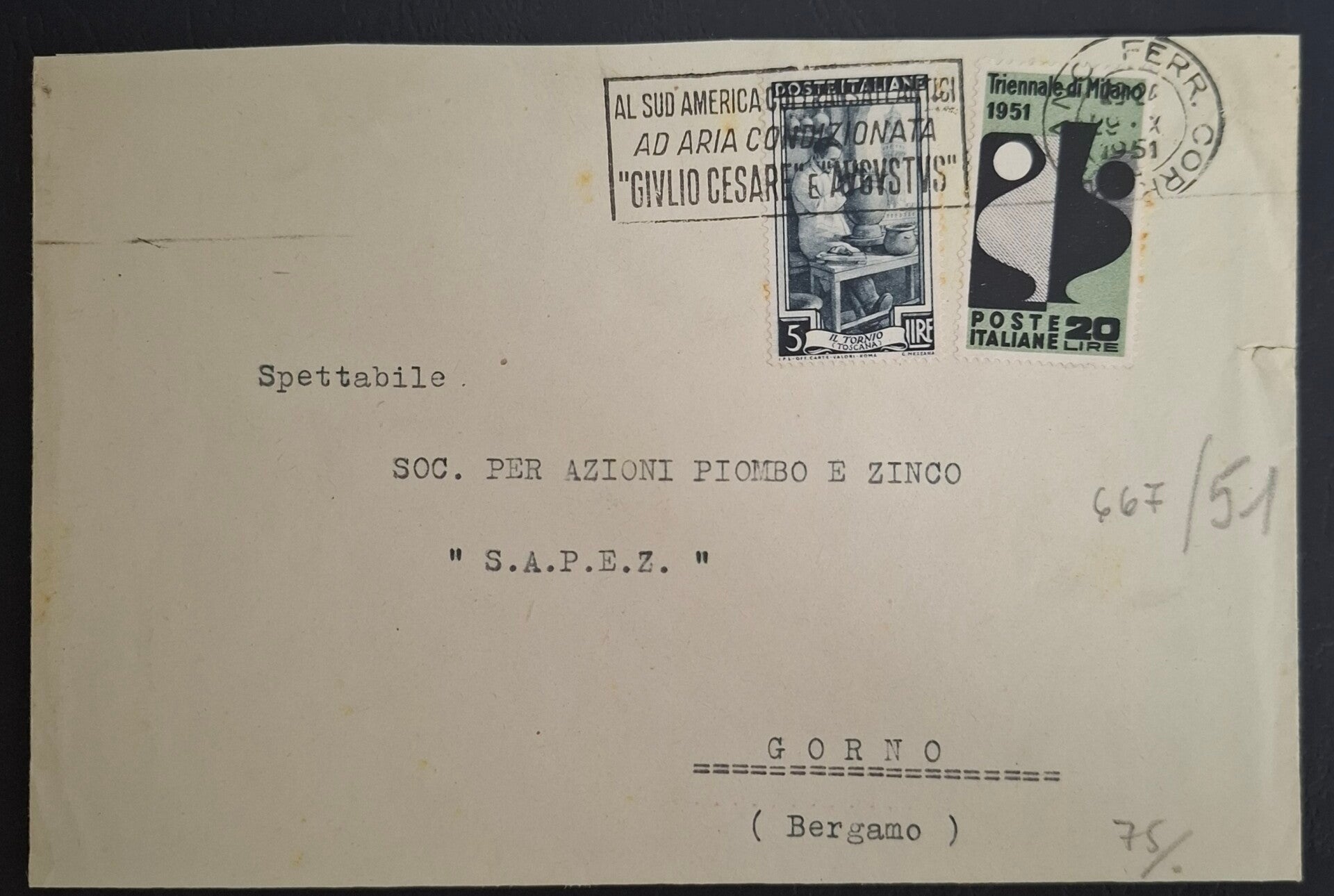 1951 - Triennale di Milano - Busta