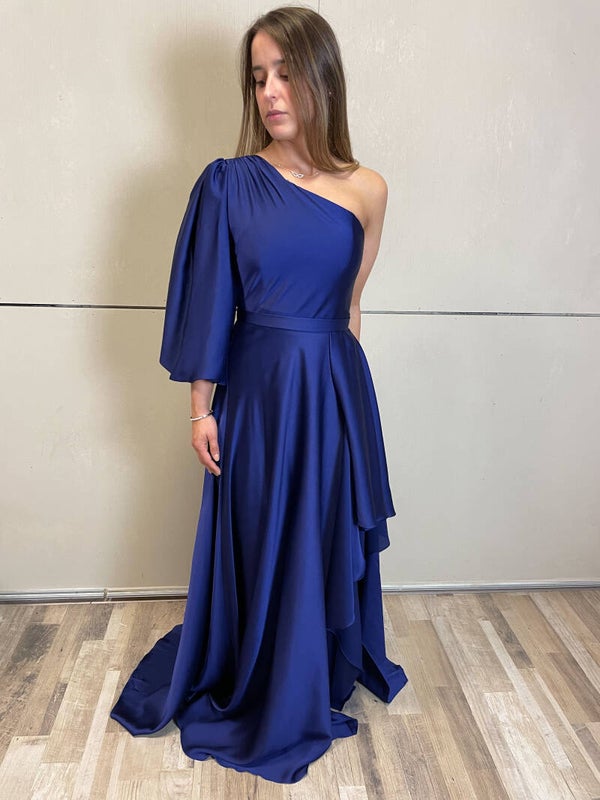 Navy blue one shoulder dress - 1194