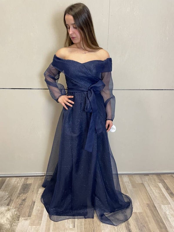 Blue glitter tule  dress - 1227