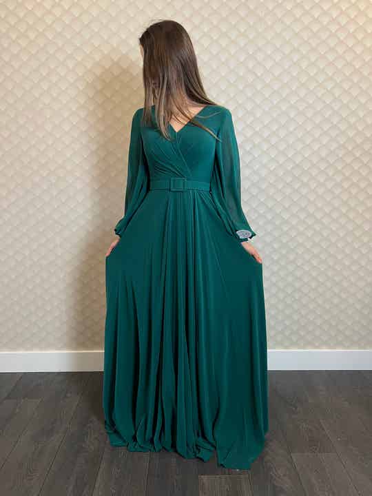 Green chiffon Dress - 1402
