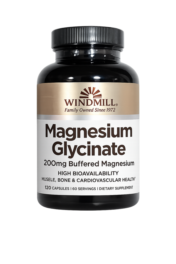 Magnesium Glycinate Windmill | 200 mg | 120 Cápsulas
