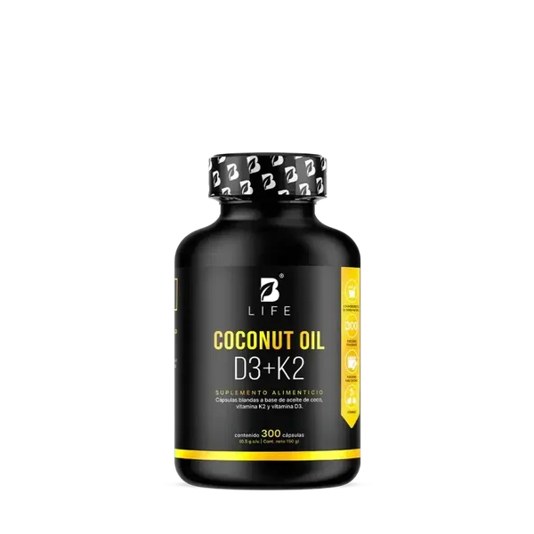 Vitamina D3 + K2 | con Aceite de Coco | 300 cápsulas