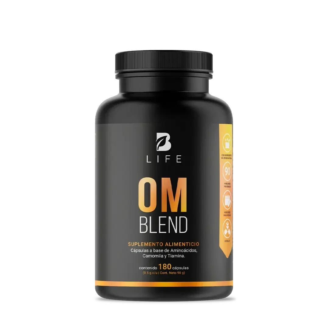 OM BLEND GABA con Camomila, L-Tirosina, L-Teanina y Vitamina B1 | 500 mg por porción | 180 Cápsulas