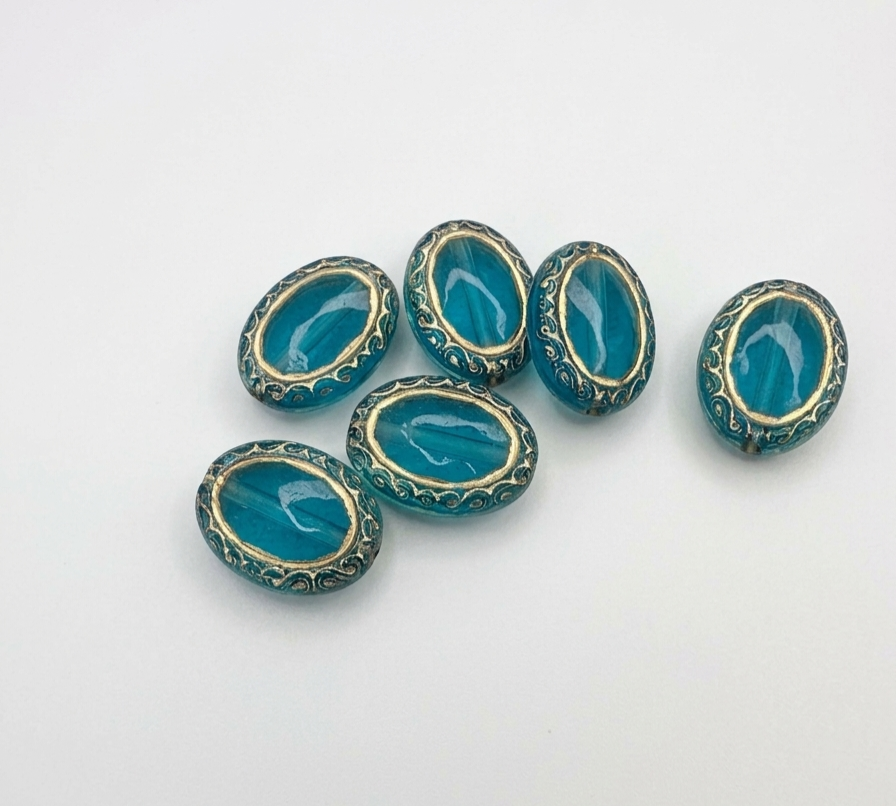 Mix & Match Beads Acryl Blue/Gold (set per 2)