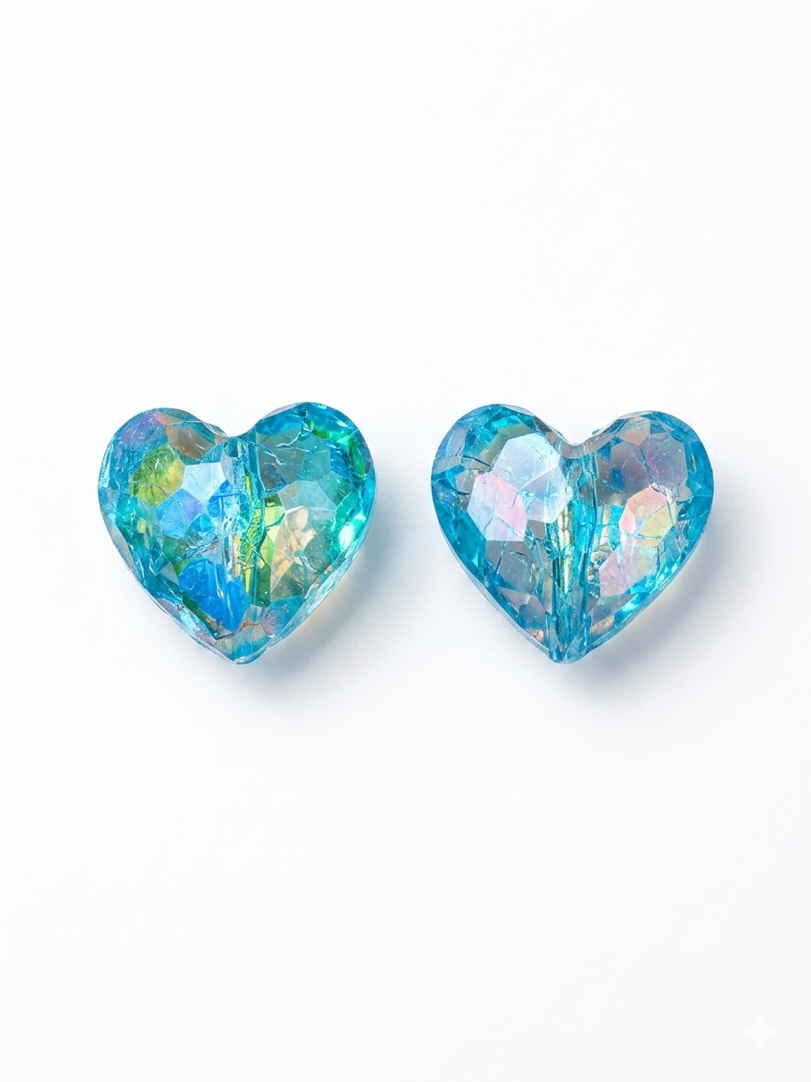 Mix & Match Beads acryl crystal heart (set per 2)