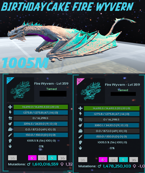 Birthday Cake fire Wyverns Adult clones