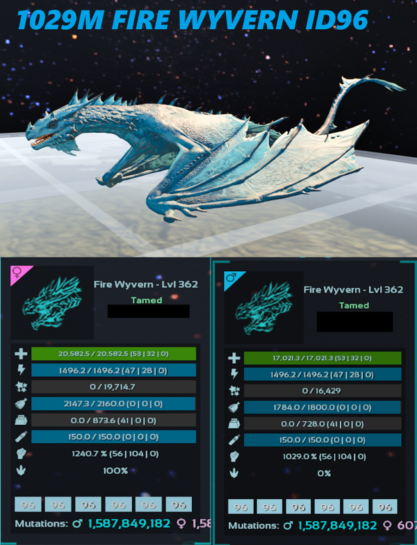 ID96 Glacial Fire Wyvern adult clones