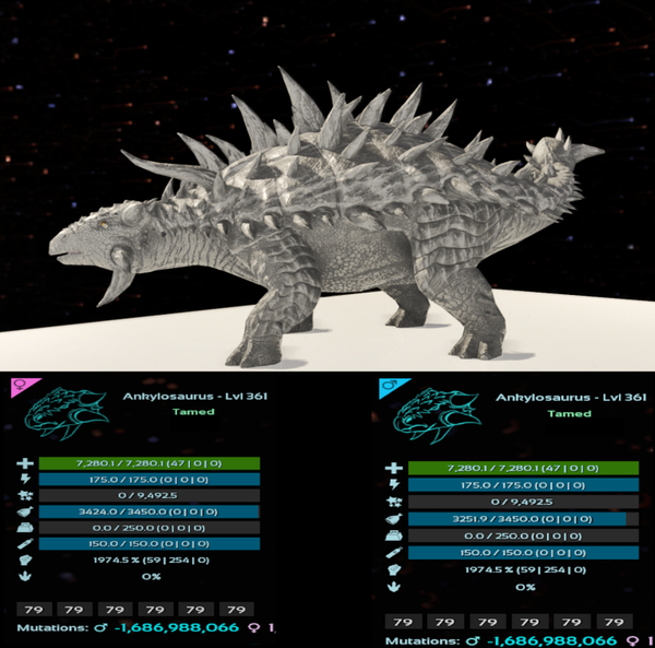 ID79 Ankylosaurs 1974m Adult clones