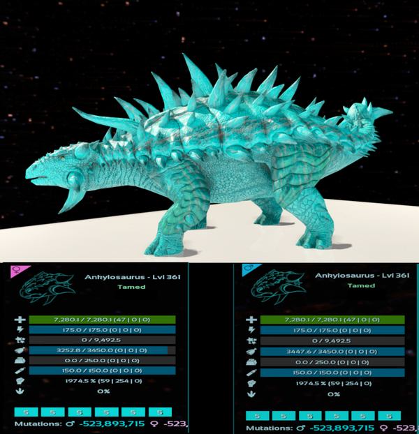 ID5 Ankylosaurs 1974m Adult clones