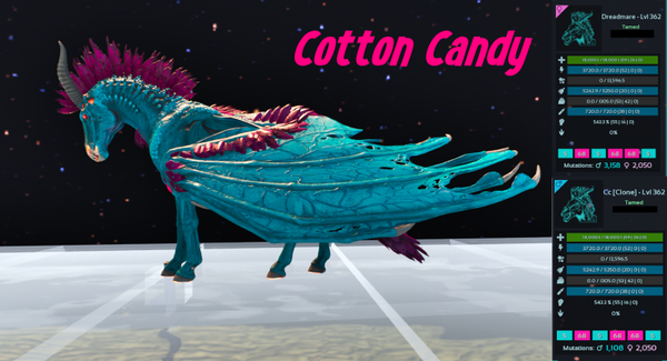 Cotton Candy Dreadmare adult clones