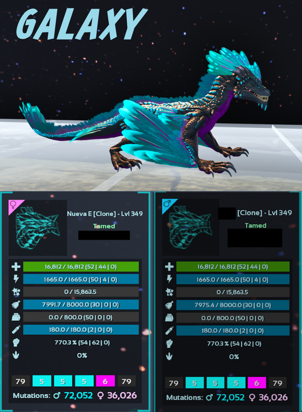 Galaxy 770m Rock drake adult clones